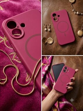 Brand New Iphone 17 Magenta Silicone MagSafe-Compatible Phone Case